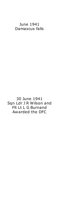 June 1941 Damascus falls                30 June 1941 Sqn Ldr J R Wilson and Flt Lt L G Burnand Awarded the DFC